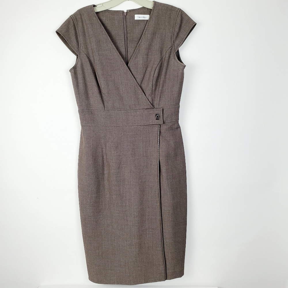 Calvin Klein Womens Workwear Faux Wrap Dress